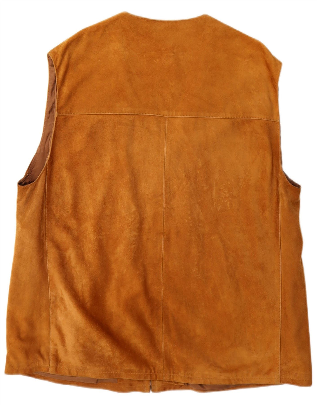 Colete masculino vintage de camurça UK 40 grande marrom