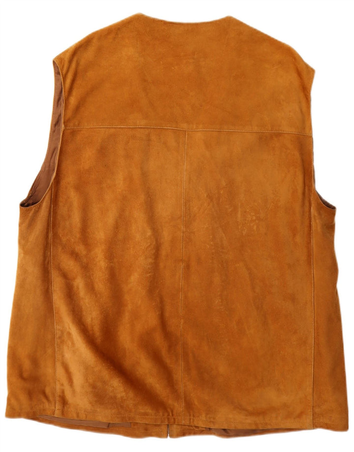 Colete masculino vintage de camurça UK 40 grande marrom