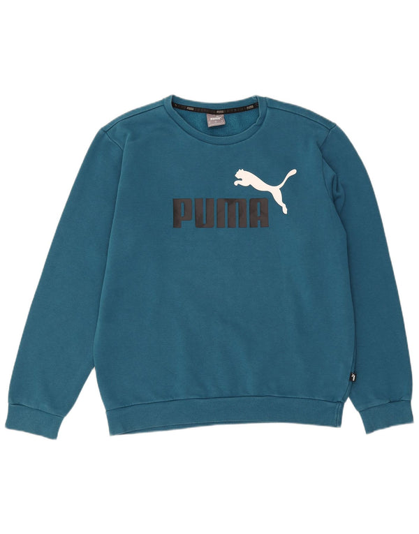 Puma Mens Graphic Moletom Jumper Médio Azul Algodão