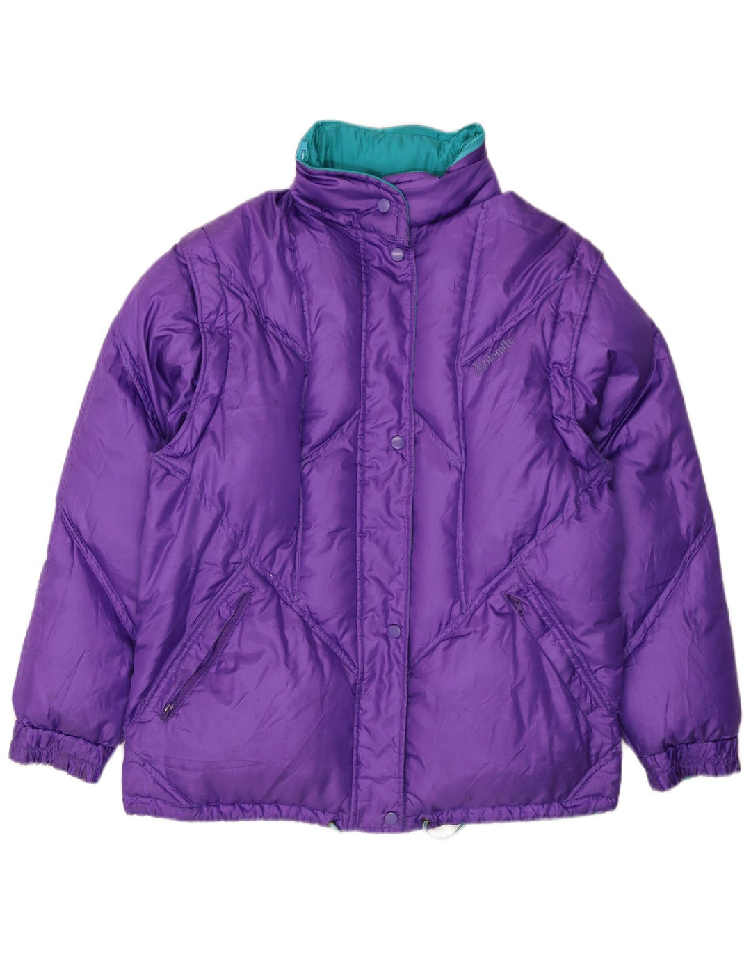 Jaqueta acolchoada reversível com capuz feminino Dolomite UK 16 grande poliéster azul