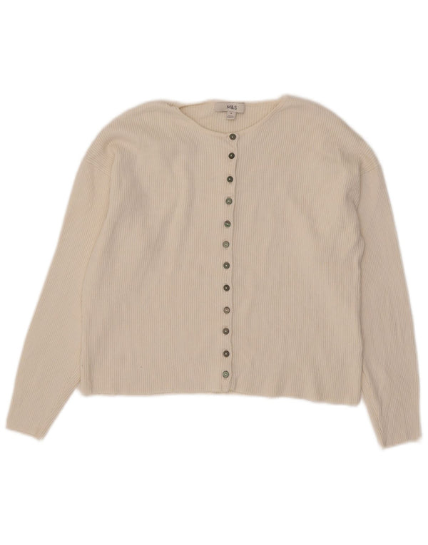 Suéter cardigã feminino Marks & Spencer Reino Unido 16 grande viscose esbranquiçada