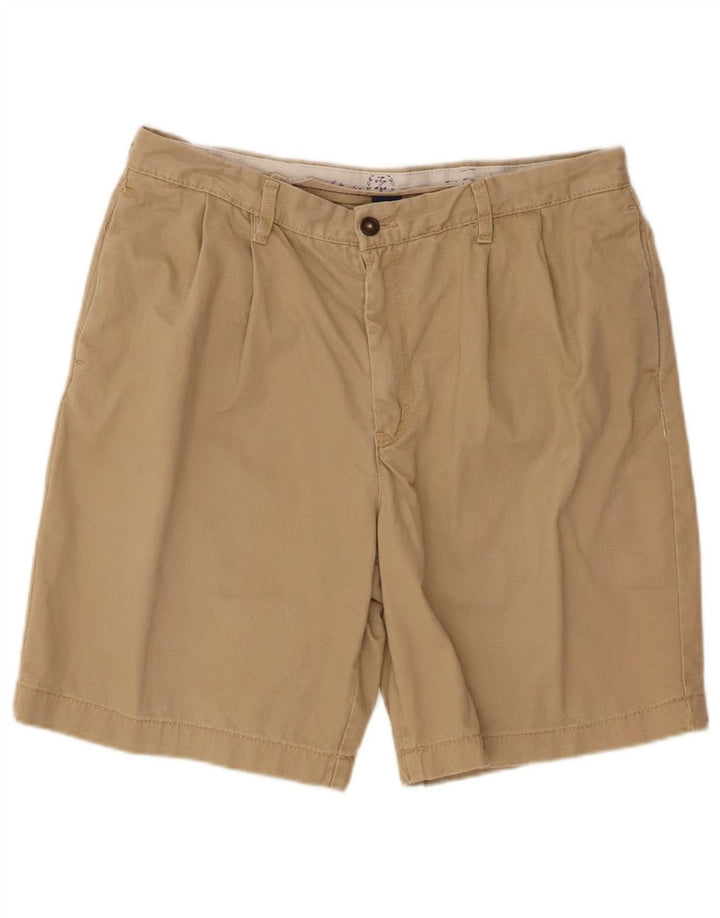 IZOD Mens Pegged Chino Shorts W36 Grande Algodão Bege
