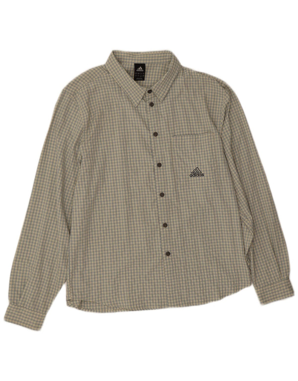 Camisa masculina Adidas grande poliéster xadrez bege