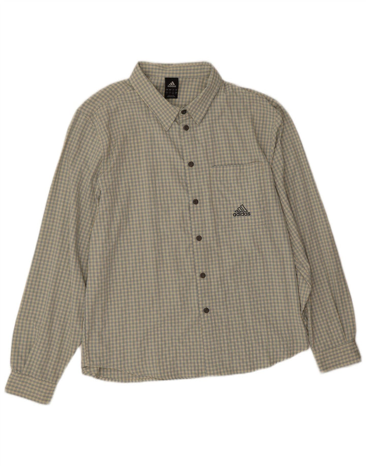 Camisa masculina Adidas grande poliéster xadrez bege