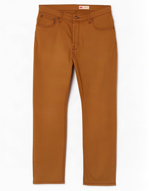 Wrangler Calça masculina reta casual W33 L30 algodão marrom