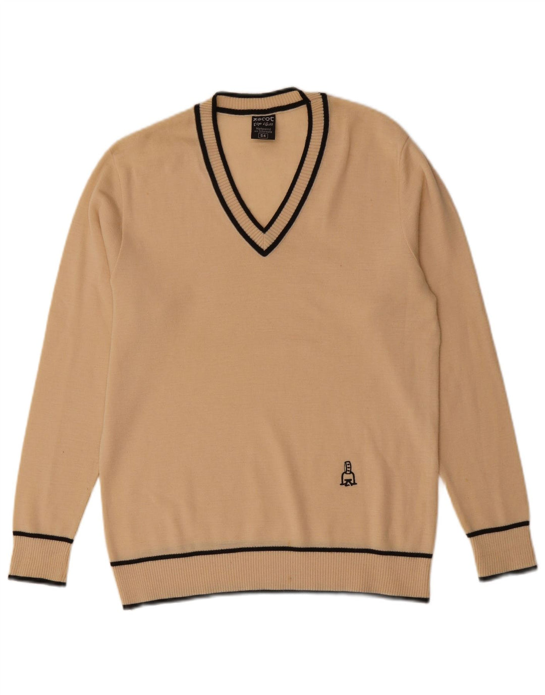 Suéter masculino ASCOT com decote em V IT 54 XL lã bege