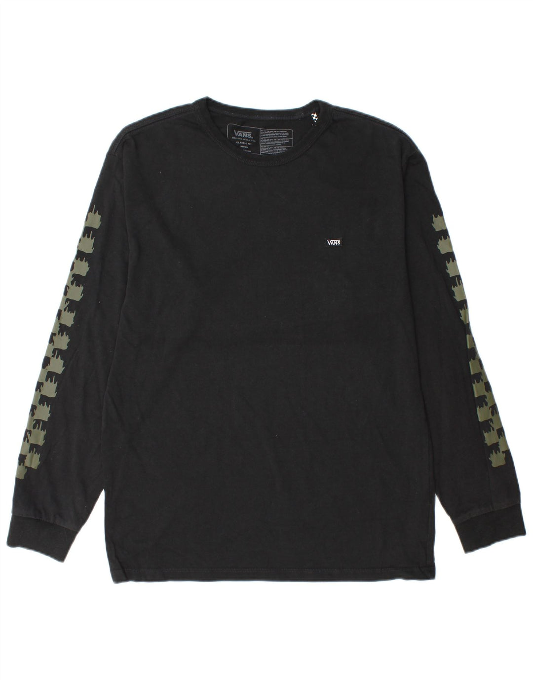 Vans Masculino Classic Fit Graphic Top Manga Longa Médio Preto Geométrico Algodão