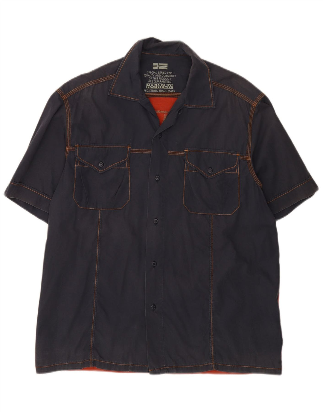 Camisa masculina gráfica NAPAPIJRI de manga curta média azul marinho floral