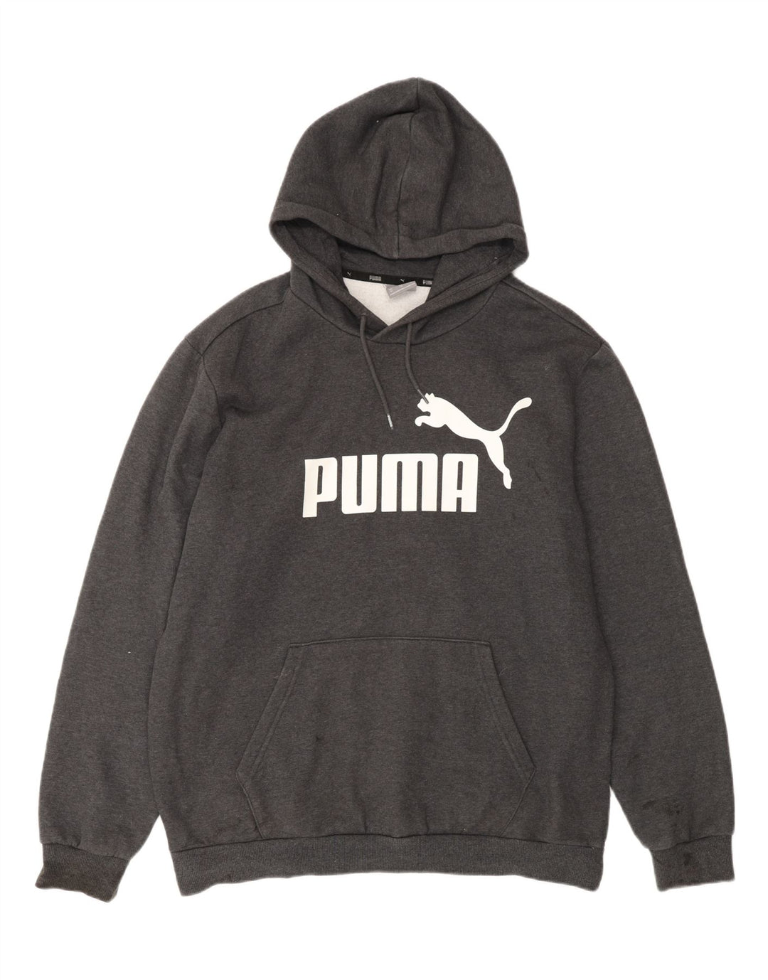 PUMA Mens Graphic Hoodie Jumper XL Grey Cotton Vintage Puma and Second-Hand Puma from Messina Hembry 