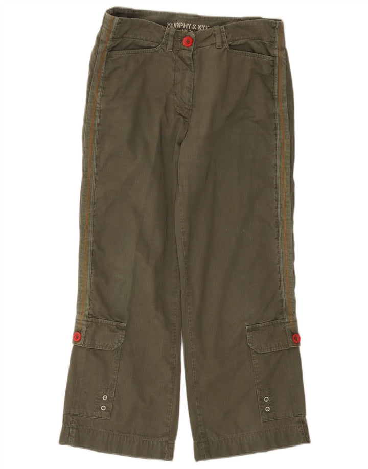 Calça feminina reta de veludo cotelê MURPHY & NYE W28 L23 algodão cáqui