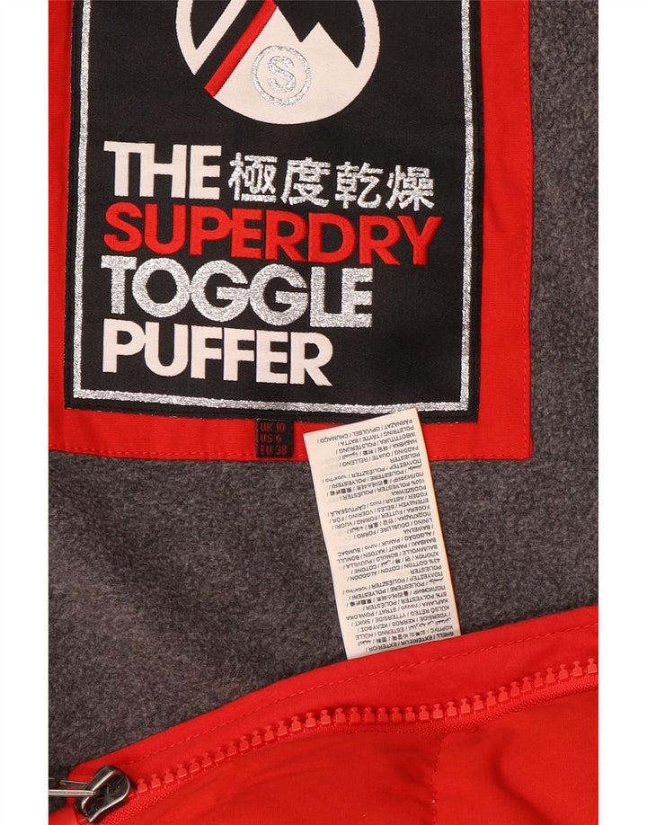 Jaqueta acolchoada com capuz feminina Superdry UK 10 poliéster vermelho pequeno
