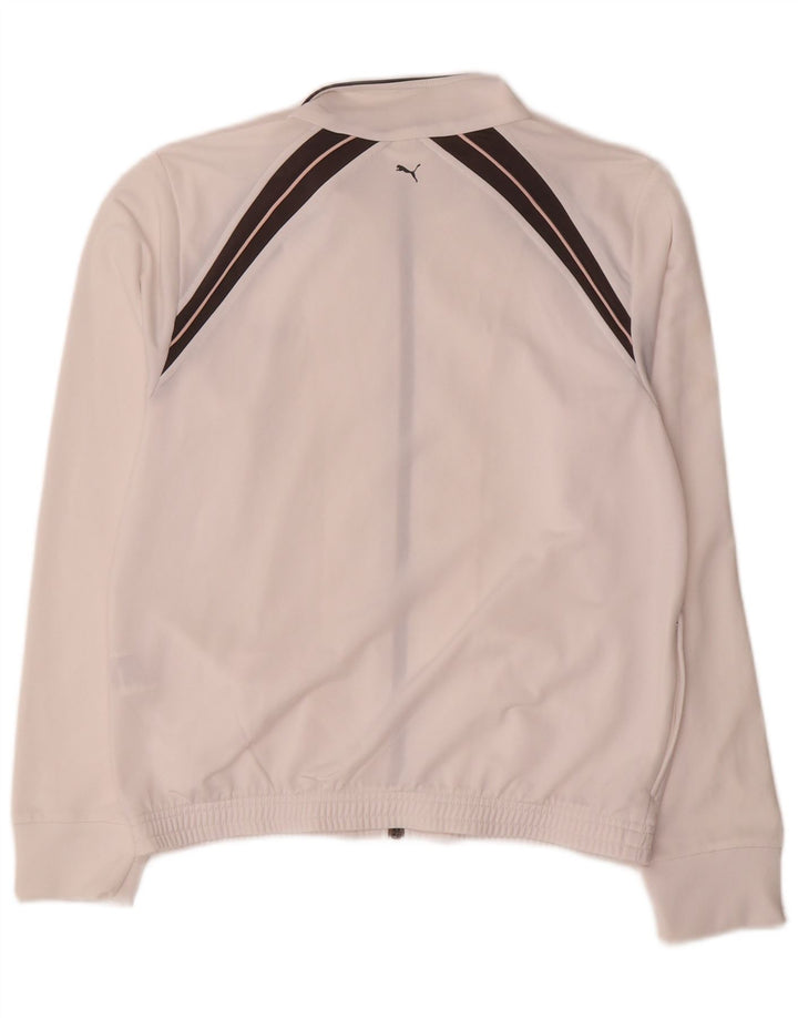 Puma Womens Tracksuit Top Jacket UK 14 Grande Branco Colourblock Poliéster
