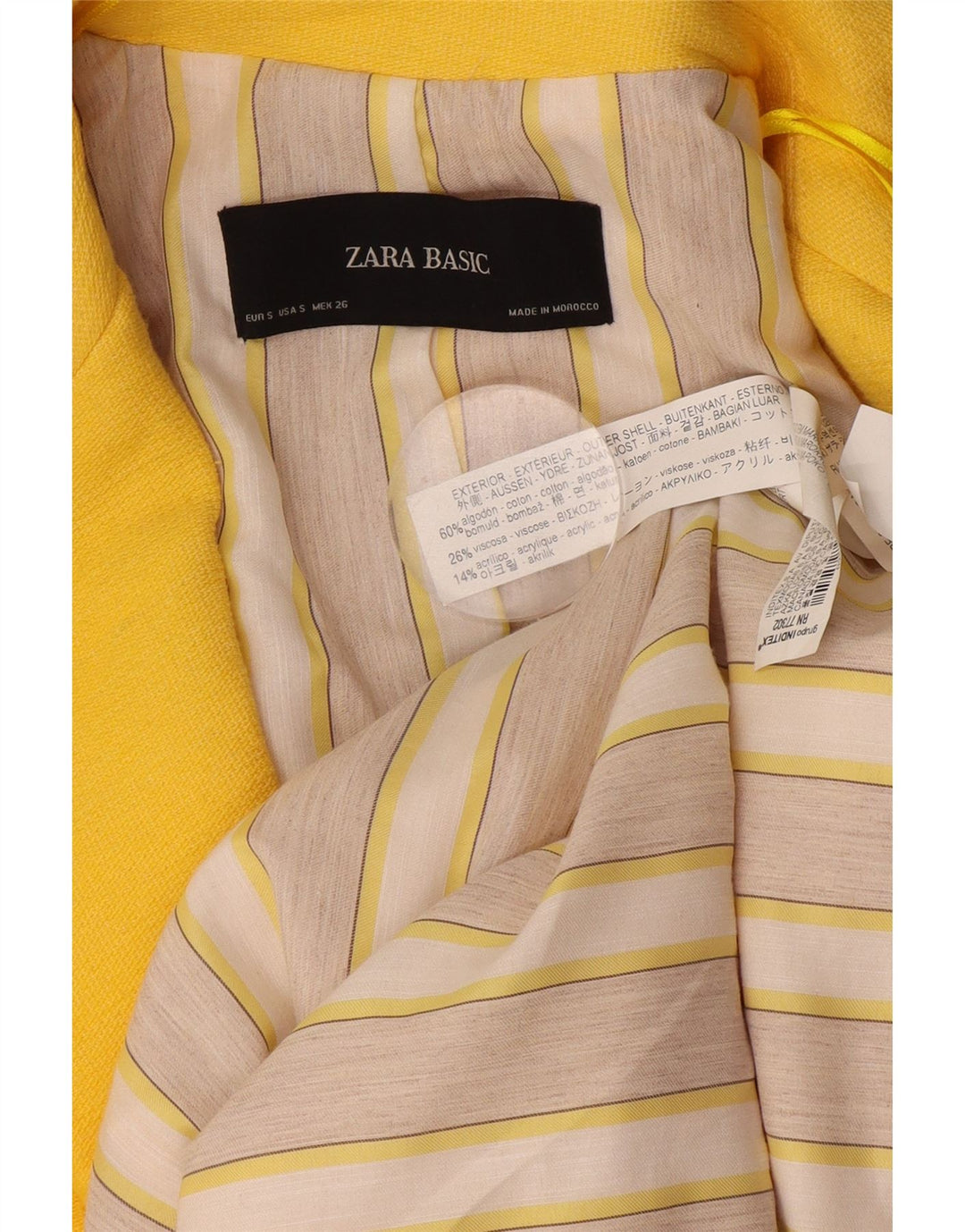 Zara Jaqueta blazer feminina oversized com 1 botão Longline Reino Unido 10 pequena amarela