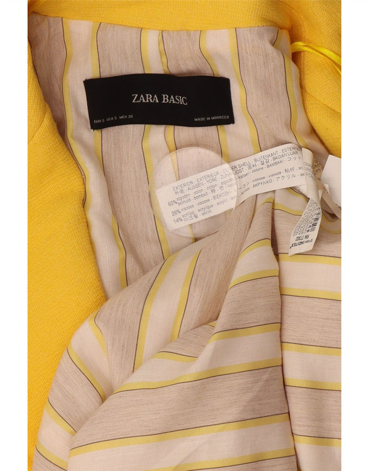 Zara Jaqueta blazer feminina oversized com 1 botão Longline Reino Unido 10 pequena amarela