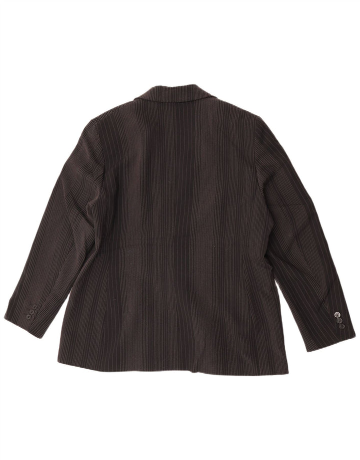 Jaqueta blazer feminina de 2 botões Marks & Spencer Reino Unido 14 listra preta grande