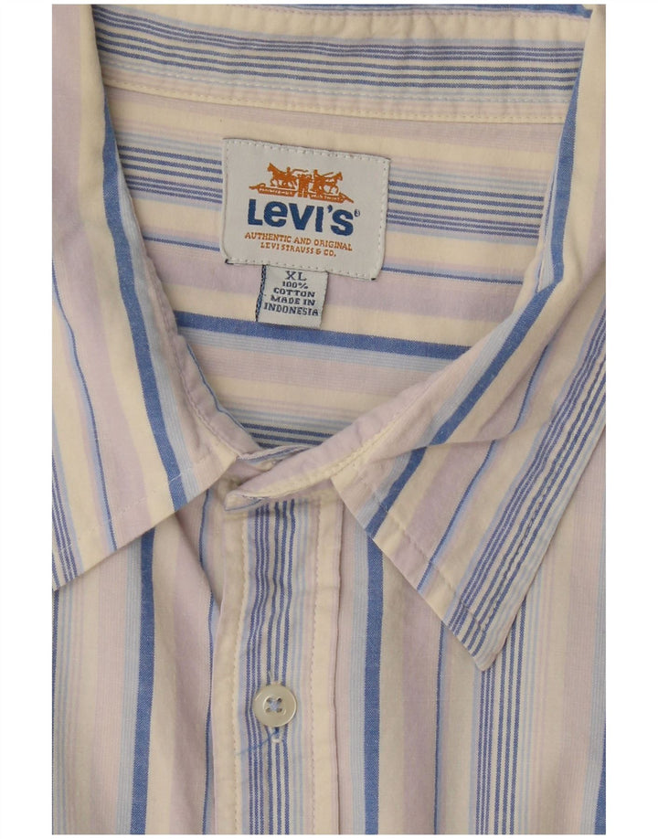 Camisa masculina de manga curta LEVI'S XL algodão listrado multicolorido