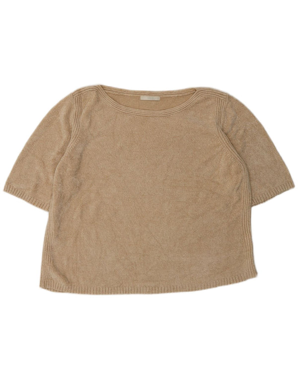 Suéter feminino Marks & Spencer com gola canoa Reino Unido 22 3XL bege