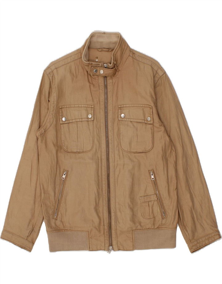 HENRY COTTONS Mens Bomber Jacket IT 50 Large Beige Cotton Vintage Henry Cottons and Second-Hand Henry Cottons from Messina Hembry 