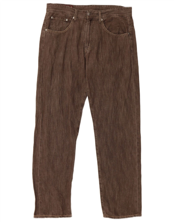 Jeans retos masculinos Marlboro Classics W33 L30 algodão marrom