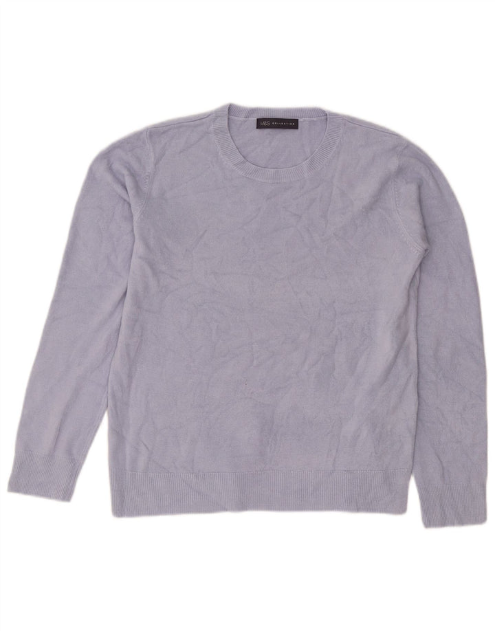 Suéter feminino Marks & Spencer com gola redonda Reino Unido 12 acrílico azul médio