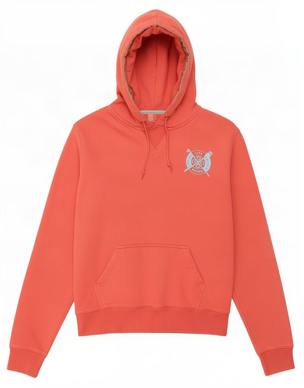 Jumper feminino com capuz gráfico Joules UK 12 algodão vermelho médio