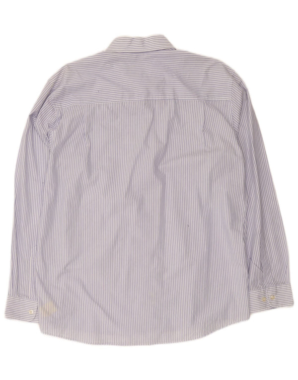 Camisa masculina M&Co Regular Fit grande listrada azul de algodão clássico
