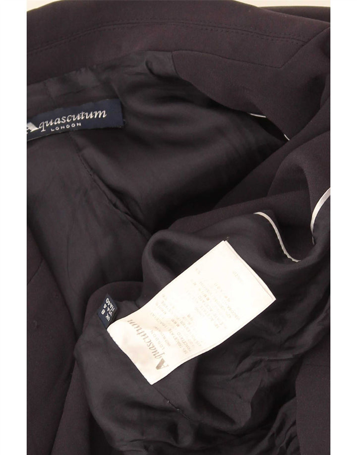 Aquascutum Jaqueta Blazer Feminina com 2 Botões Reino Unido 8 Pequeno Acetato Azul Marinho