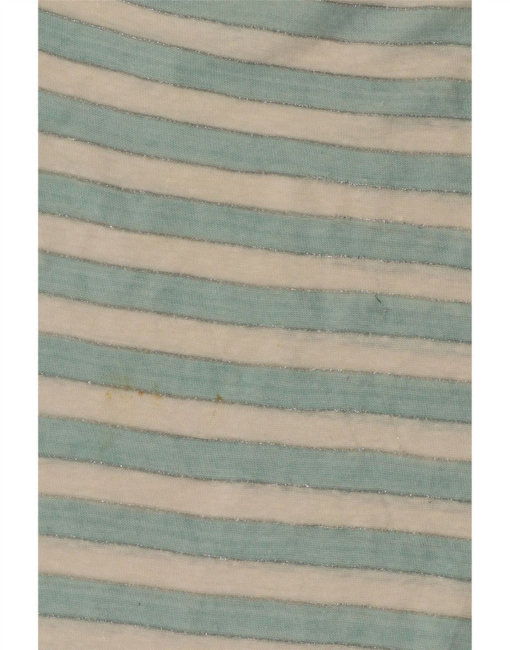 Top Massimo Dutti feminino oversized manga 3/4 Reino Unido 10 listrado azul pequeno