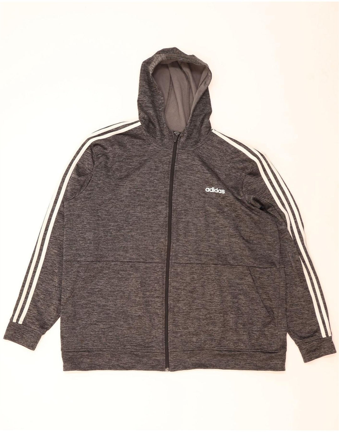 ADIDAS Masculino Climalite Zip Hoodie Suéter 2XL Poliéster manchado cinza