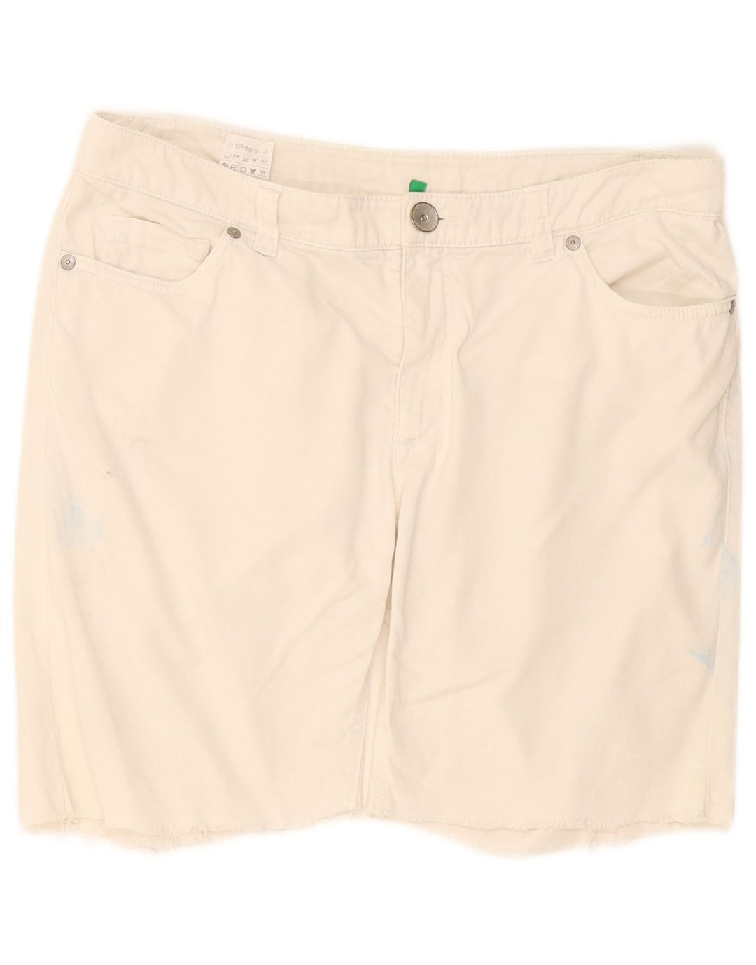 Shorts casuais femininos Benetton IT 44 médio W34 algodão branco