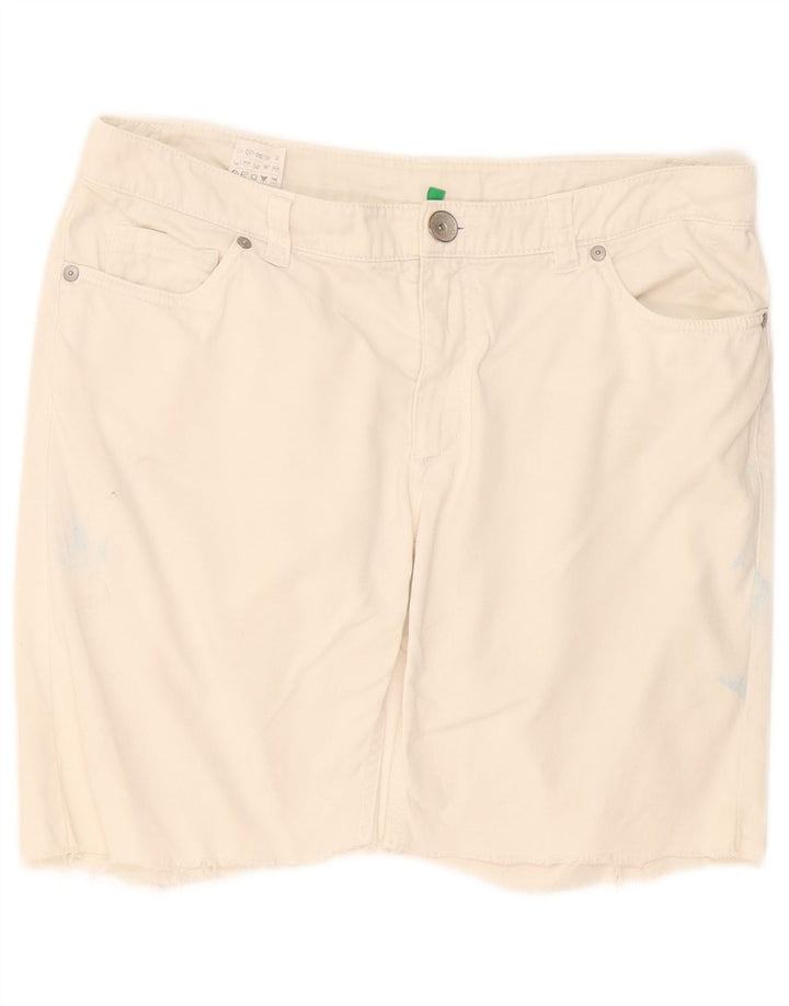 Shorts casuais femininos Benetton IT 44 médio W34 algodão branco