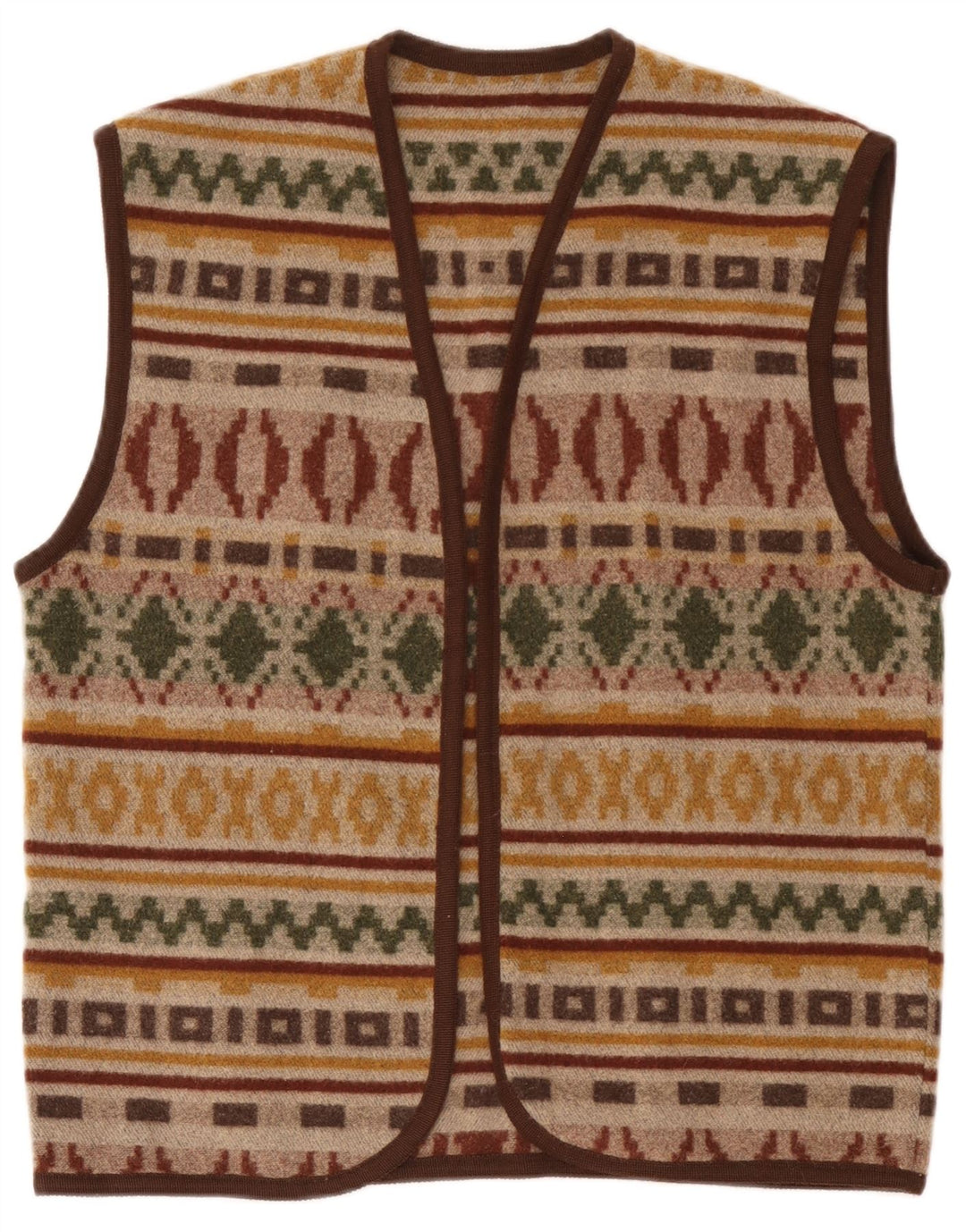 Colete masculino vintage grande marrom geométrico