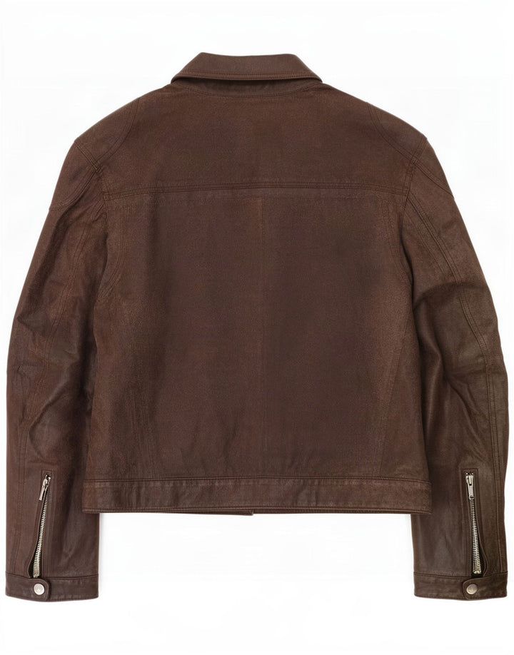Jaqueta masculina de couro para motociclista Ben Sherman Reino Unido 38 marrom médio