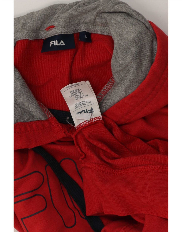 Fila moletom com capuz gráfico masculino grande poliéster vermelho