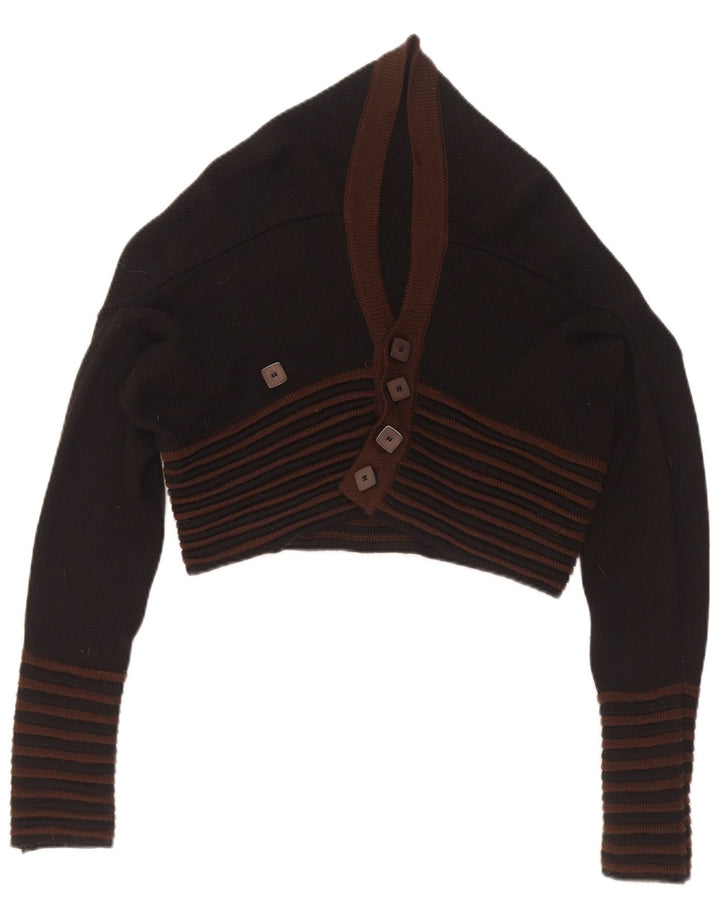 Suéter cardigã feminino vintage IT 44 listrado preto médio