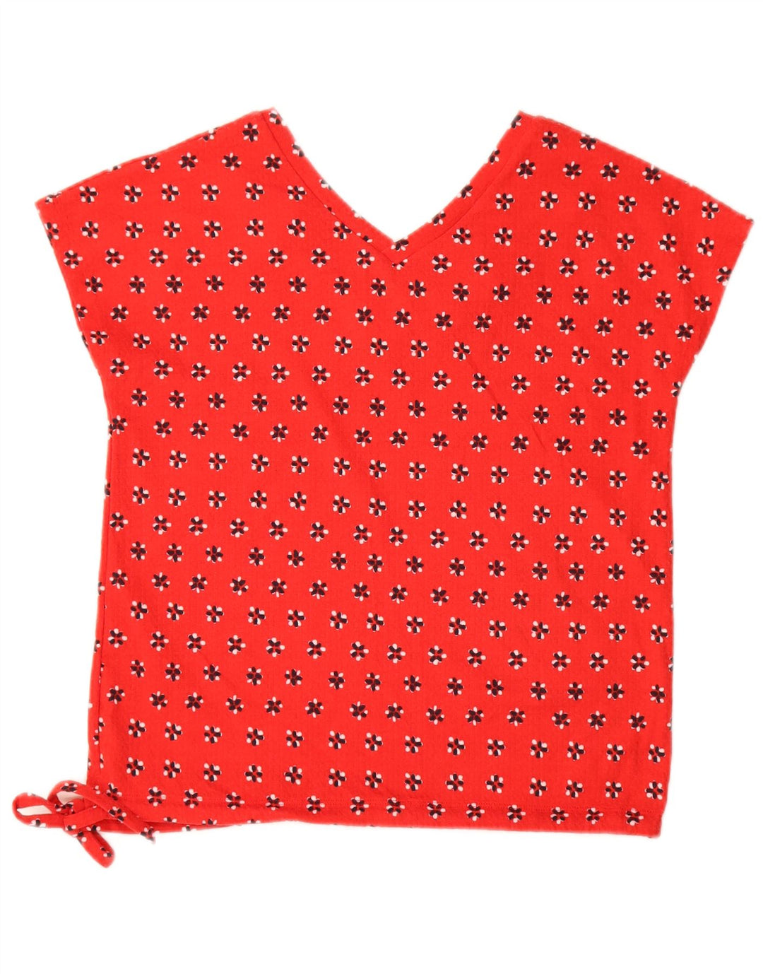 Blusa feminina Marks & Spencer UK 8 pequena de algodão floral vermelho