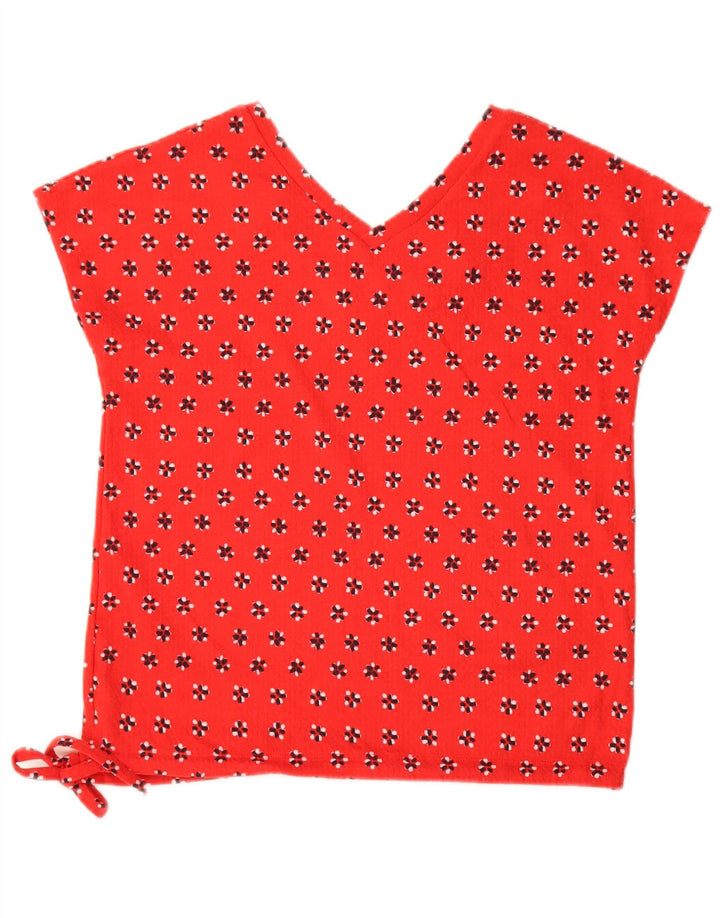 Blusa feminina Marks & Spencer UK 8 pequena de algodão floral vermelho