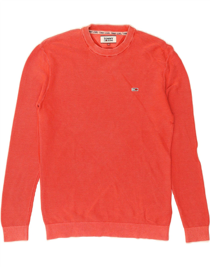 TOMMY HILFIGER Mens Crew Neck Jumper Sweater XS Pink Cotton Vintage Tommy Hilfiger and Second-Hand Tommy Hilfiger from Messina Hembry 
