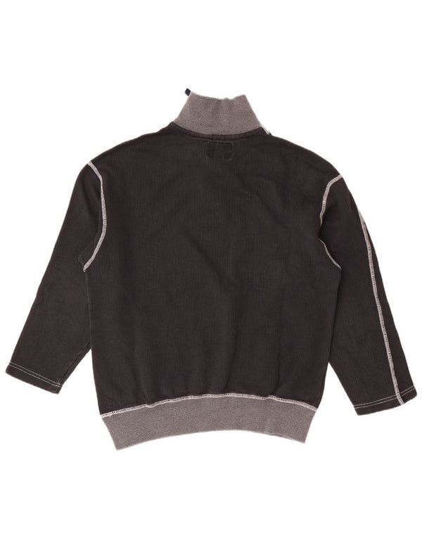 Suéter feminino vintage com gola e zíper Reino Unido 16 grande bloco colorido preto