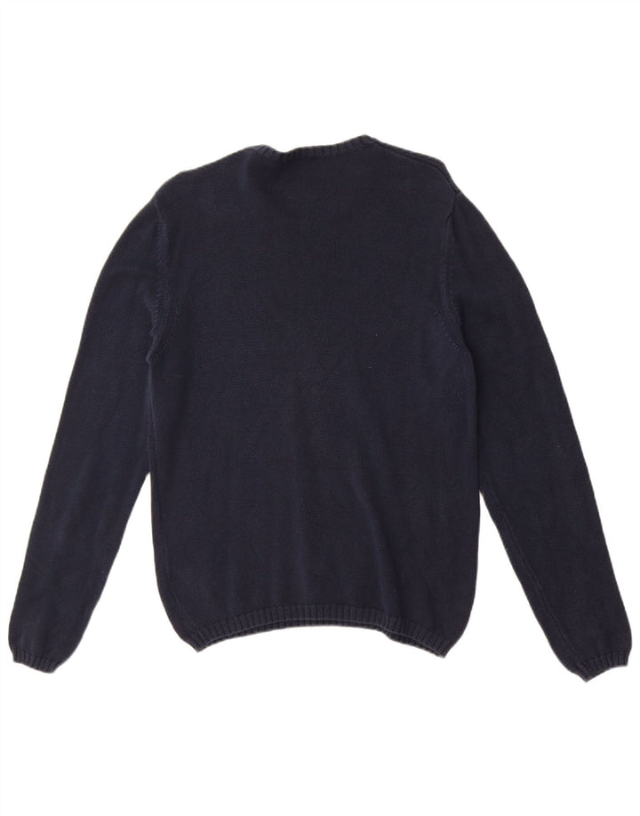 Suéter masculino Fred Perry com gola redonda, grande algodão azul marinho