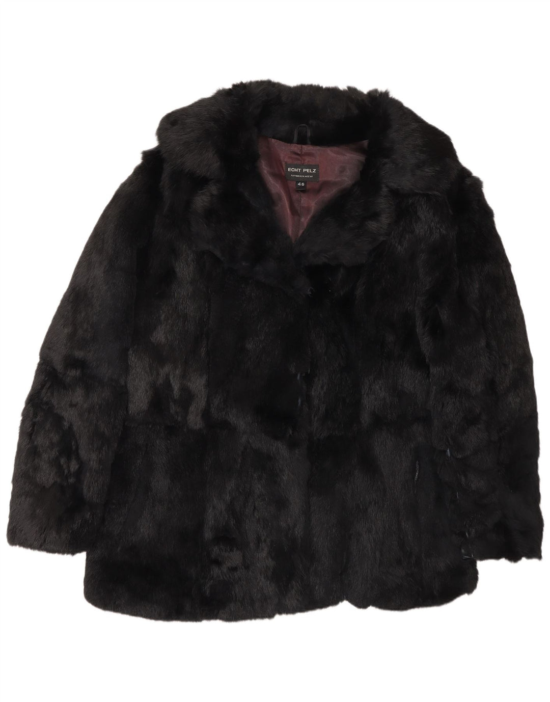 Jaqueta de pele feminina vintage UE 48 2XL pele real preta