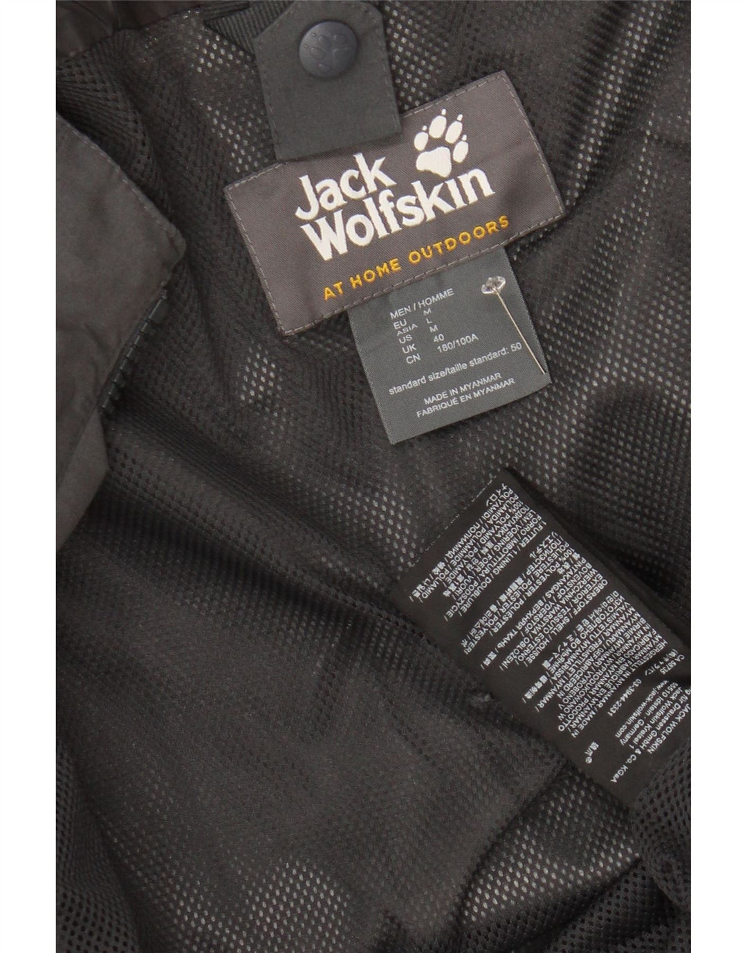 Jaqueta corta-vento masculina JACK WOLFSKIN com capuz Reino Unido 40 poliéster cinza médio
