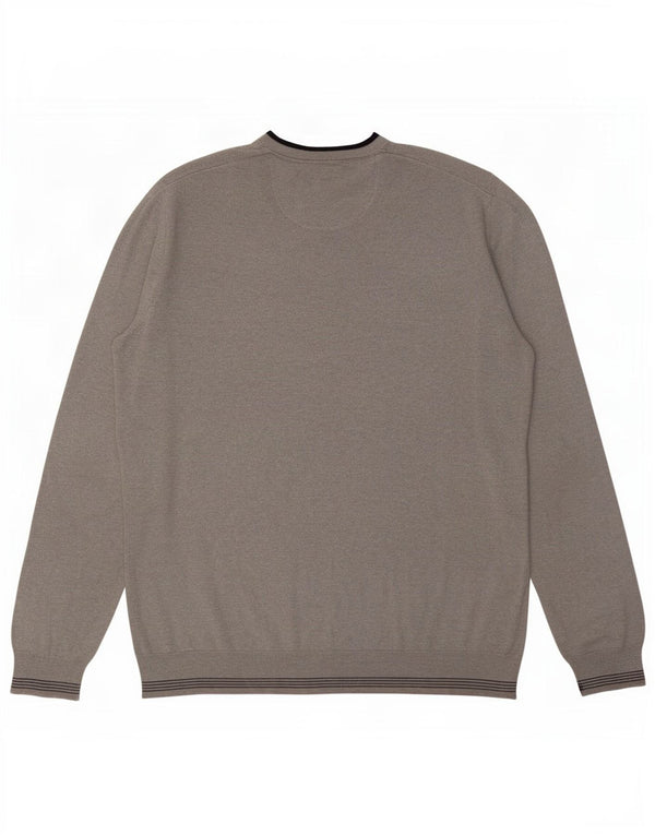 Suéter masculino Hugo Boss com decote em V 2XL cinza risca de giz acrílico