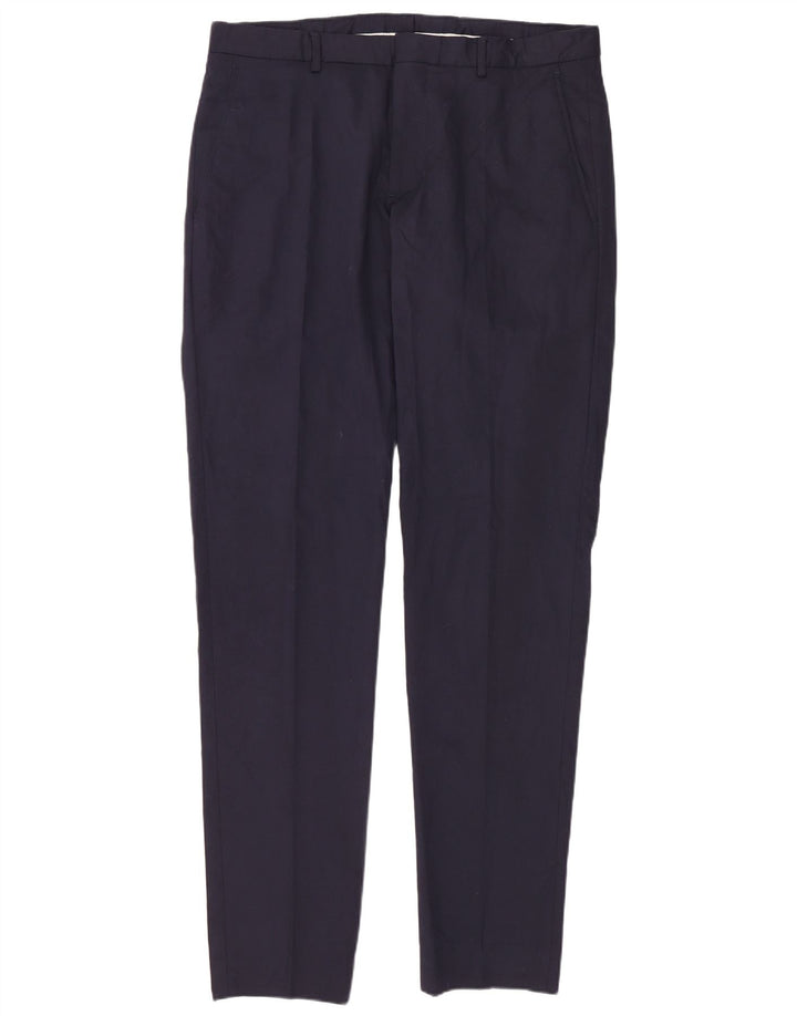 Zara Mens Slim Suit Calças EU 40 Médio W31 L36 Azul Marinho