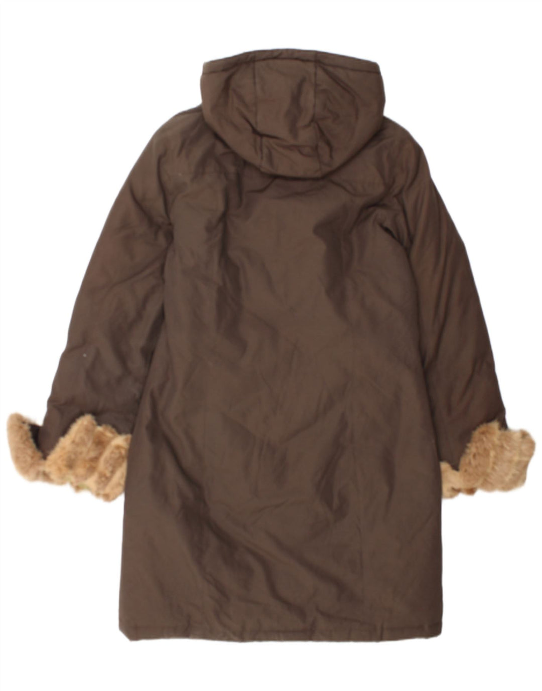 Casaco acolchoado com capuz feminino Woolrich Reino Unido 14 algodão marrom médio