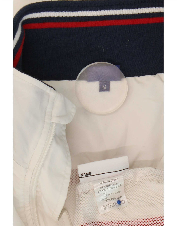 Asics Mens Graphic Tracksuit Top Jaqueta Médio Branco Colourblock Poliéster