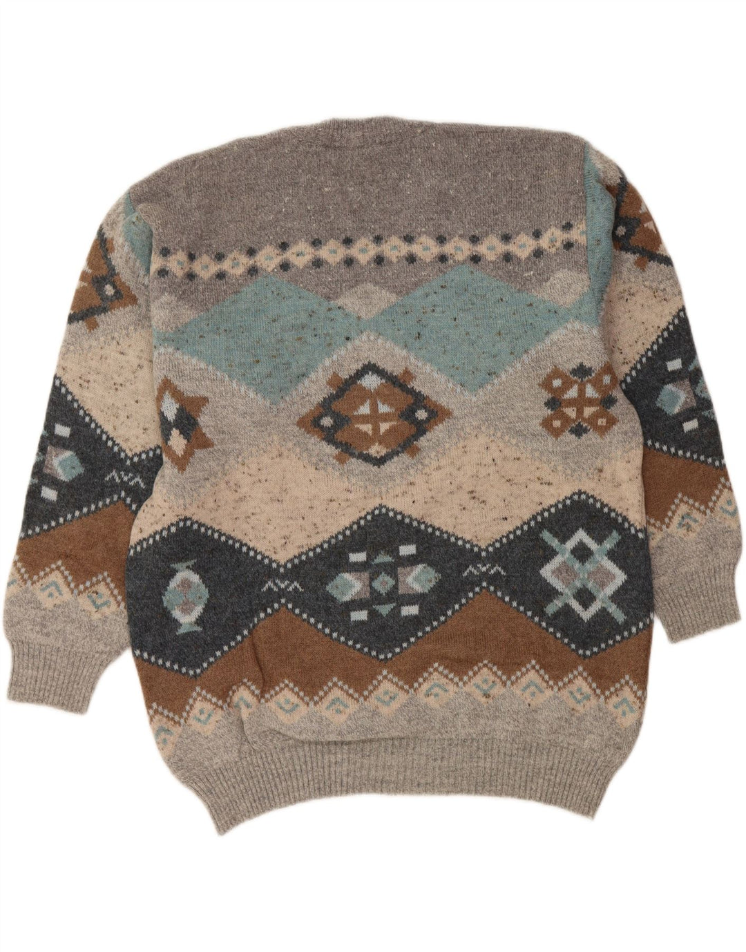 Suéter masculino com decote em V SOUTH COAST IT 54 XL cinza Fair Isle Wool