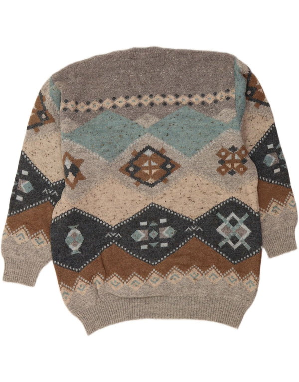 Suéter masculino com decote em V SOUTH COAST IT 54 XL cinza Fair Isle Wool