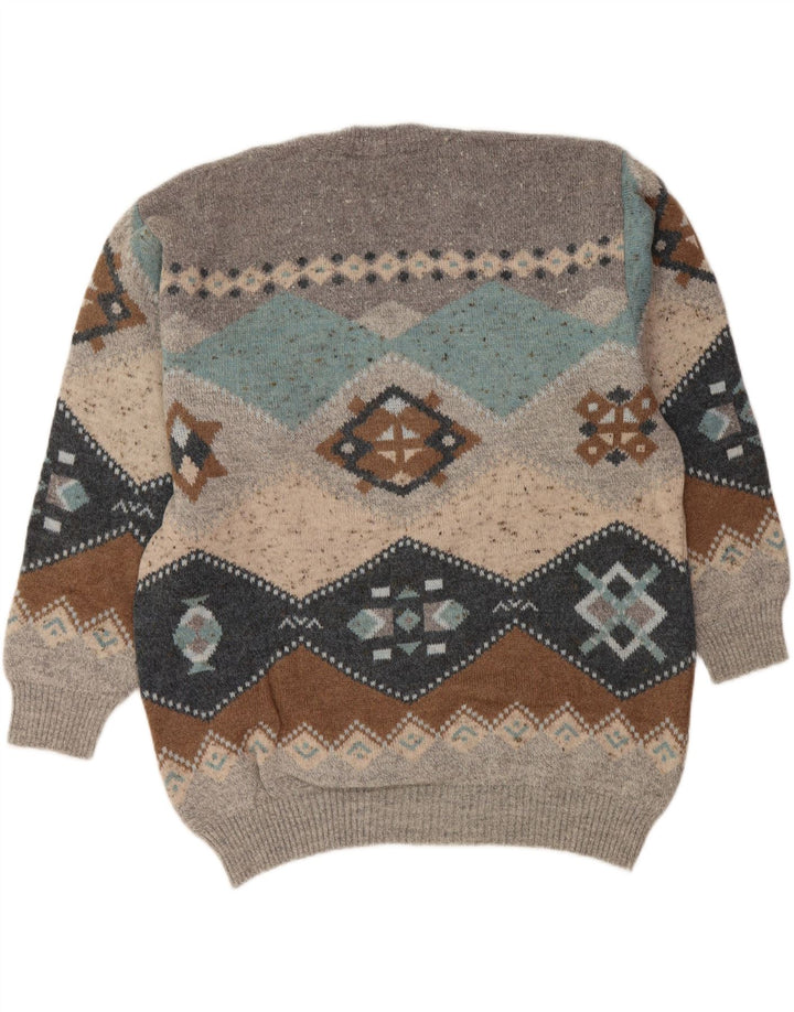 Suéter masculino com decote em V SOUTH COAST IT 54 XL cinza Fair Isle Wool
