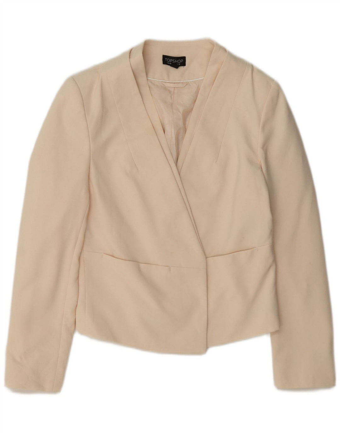 Jaqueta blazer aberta feminina Topshop Reino Unido 12 poliéster branco médio
